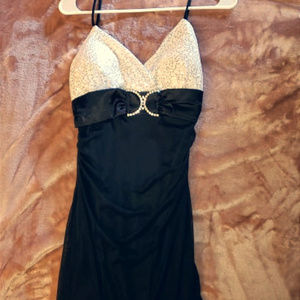 TABOO Black/White sequin long angled dress SIZE XL